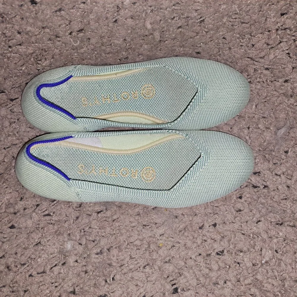 ROTHY'S-Round Toe-Mint Green-Retired-Slip On Flats-Size 5.5-Near Mint